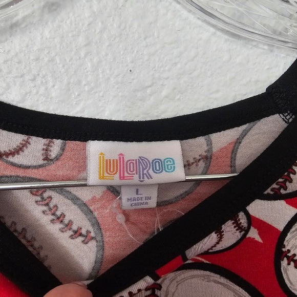 Lularoe Randy Baseball Themed 3/4 Sleeve Shirt Women's Size Large - Picture 3 of 4